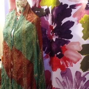 Heavily beaded vintage indian shawl